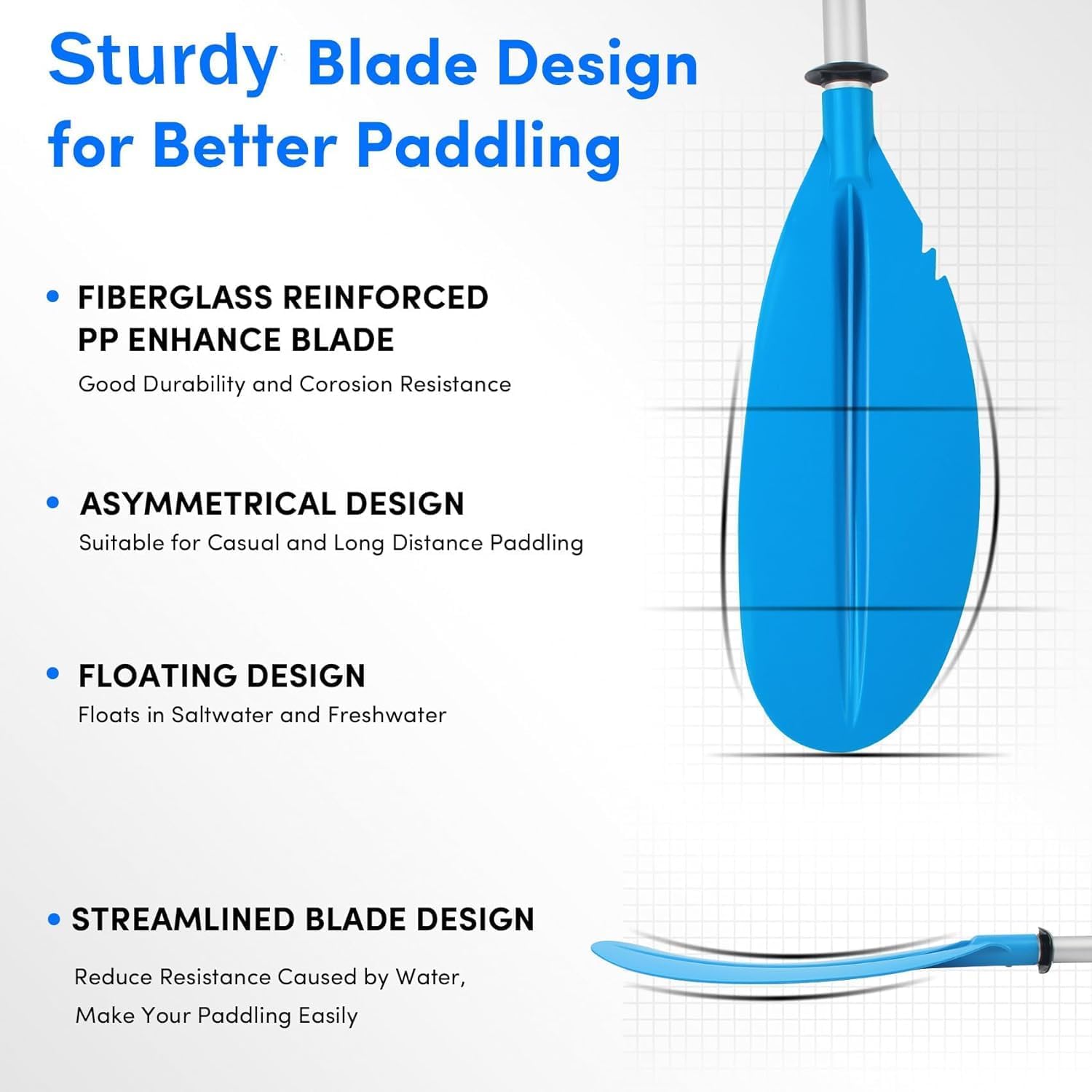 4-Piece Adjustable Kayak Paddle – Aluminum Alloy Shaft