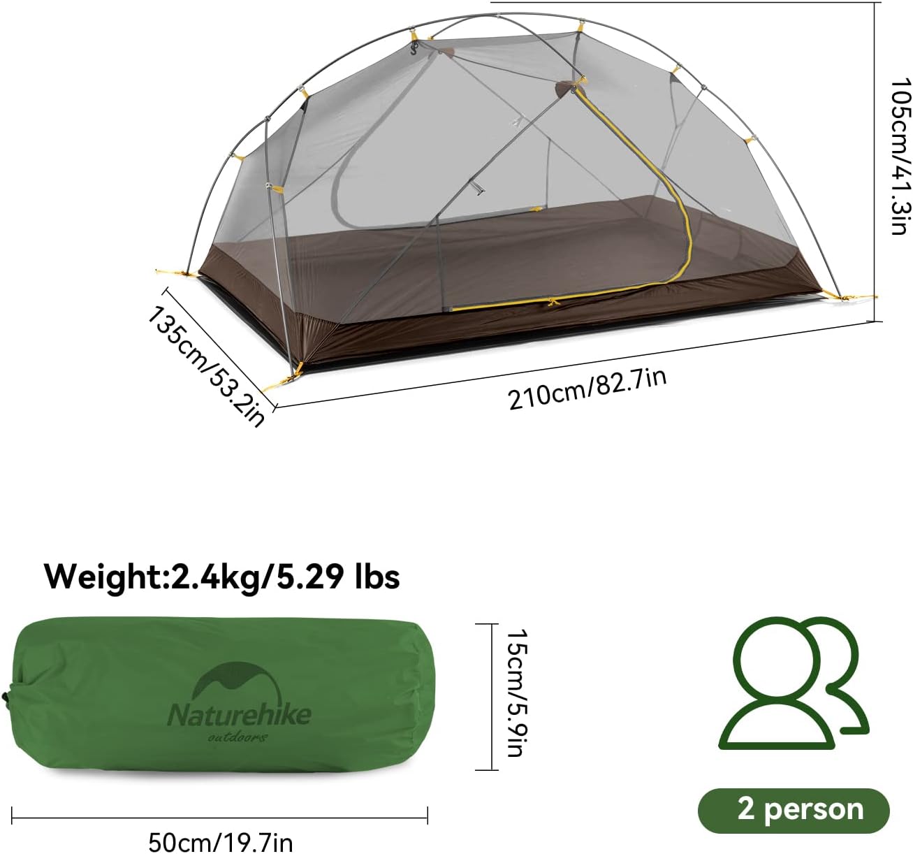 2-Person 3-Season Backpacking Tent with Footprint