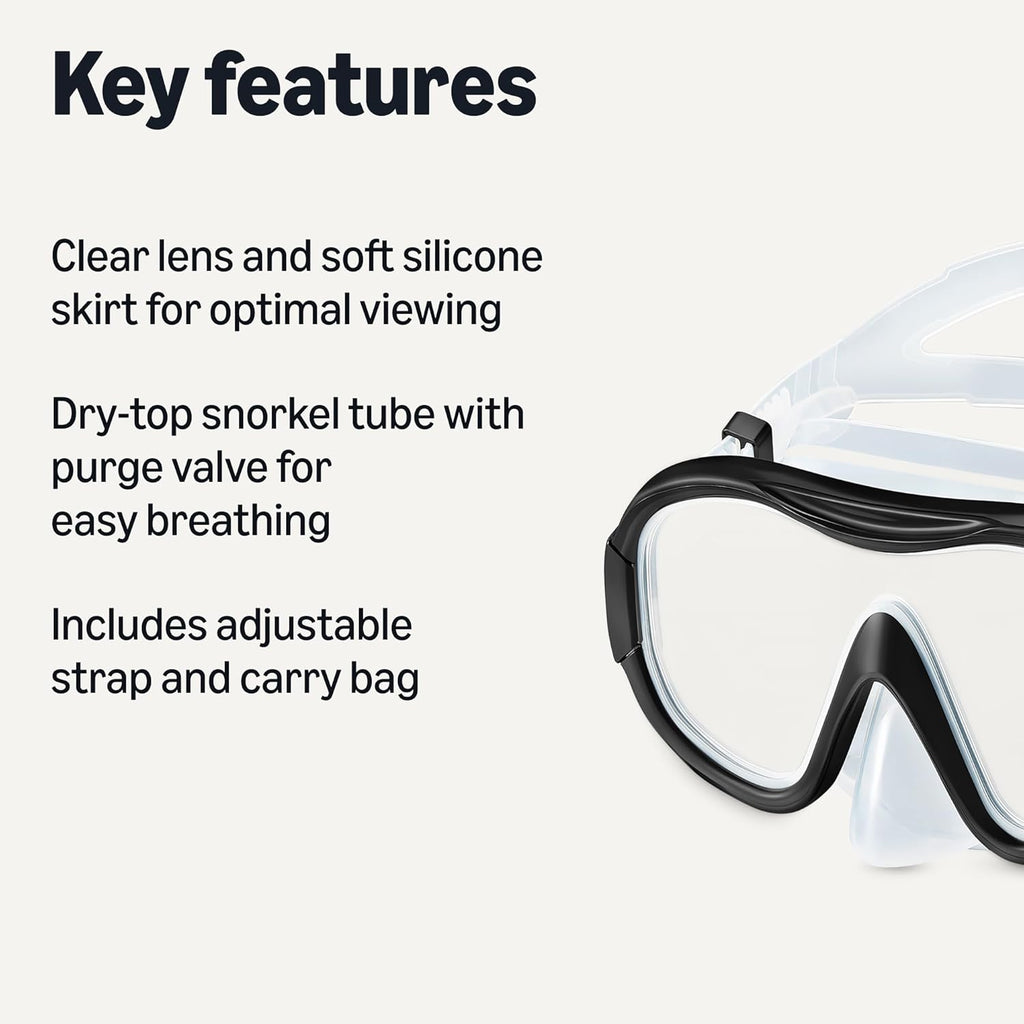 Snorkel Mask with Dry-Top Tube & Carry Bag