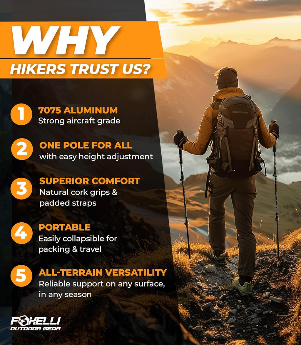 Collapsible Aluminum Trekking Poles – Set of 2