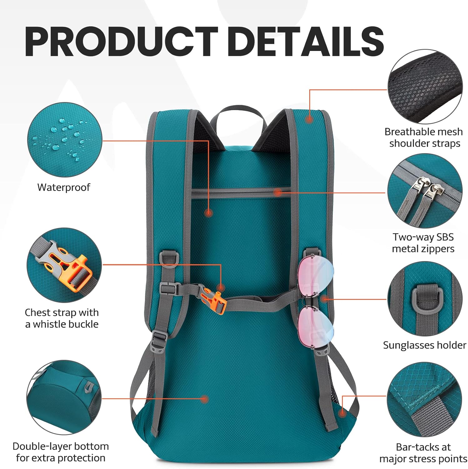 40L Lightweight Packable Hiking Daypack