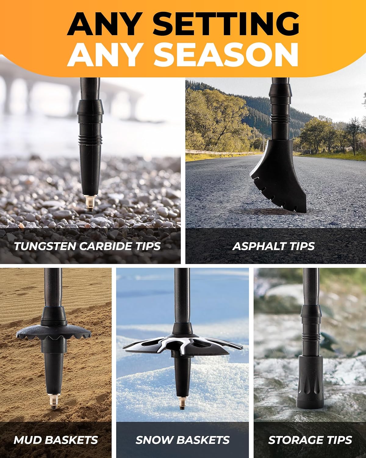 Collapsible Aluminum Trekking Poles – Set of 2